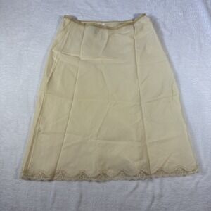 Lady Lynne Skirt Half Slip 70s 25" Nylon Rayon Blend Scalloped Lace Trim VTG Med